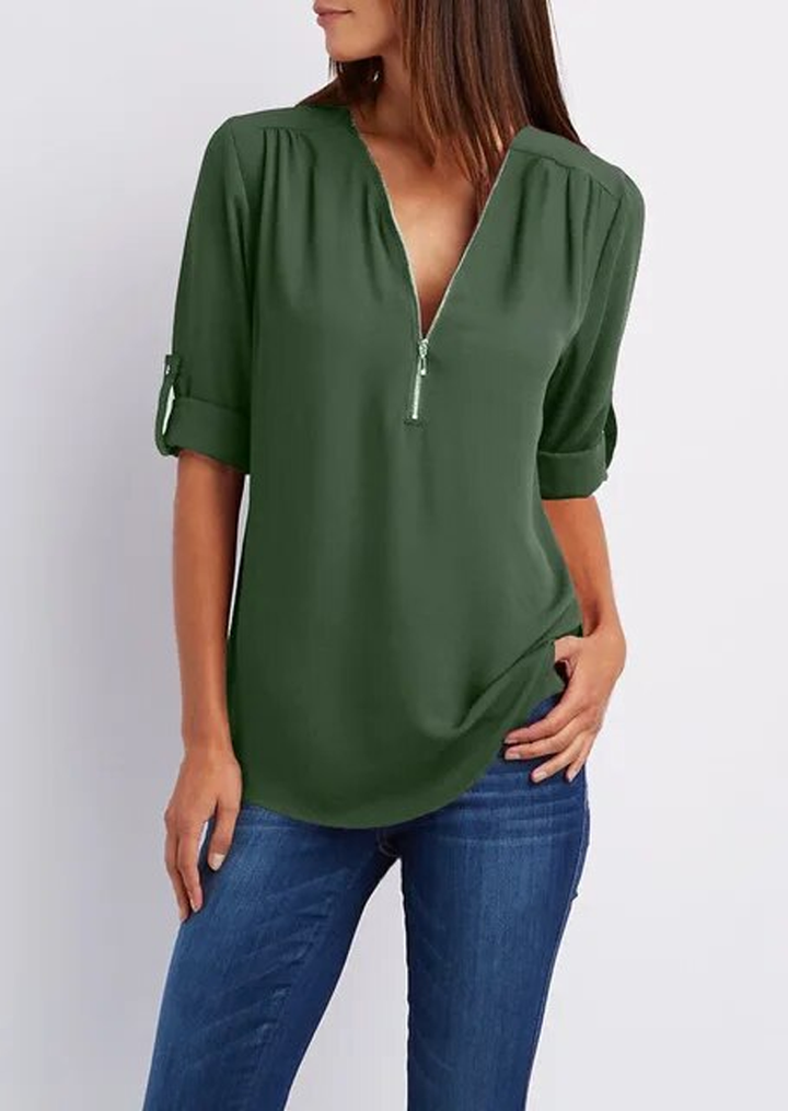 Drune | Chiffonbluse mit Reißverschluss