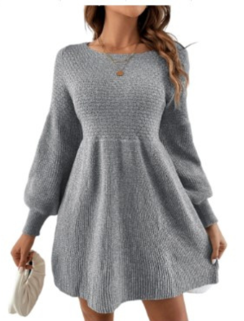 Drune | Monochromes Apricotfarbenes Mini Pulloverkleid