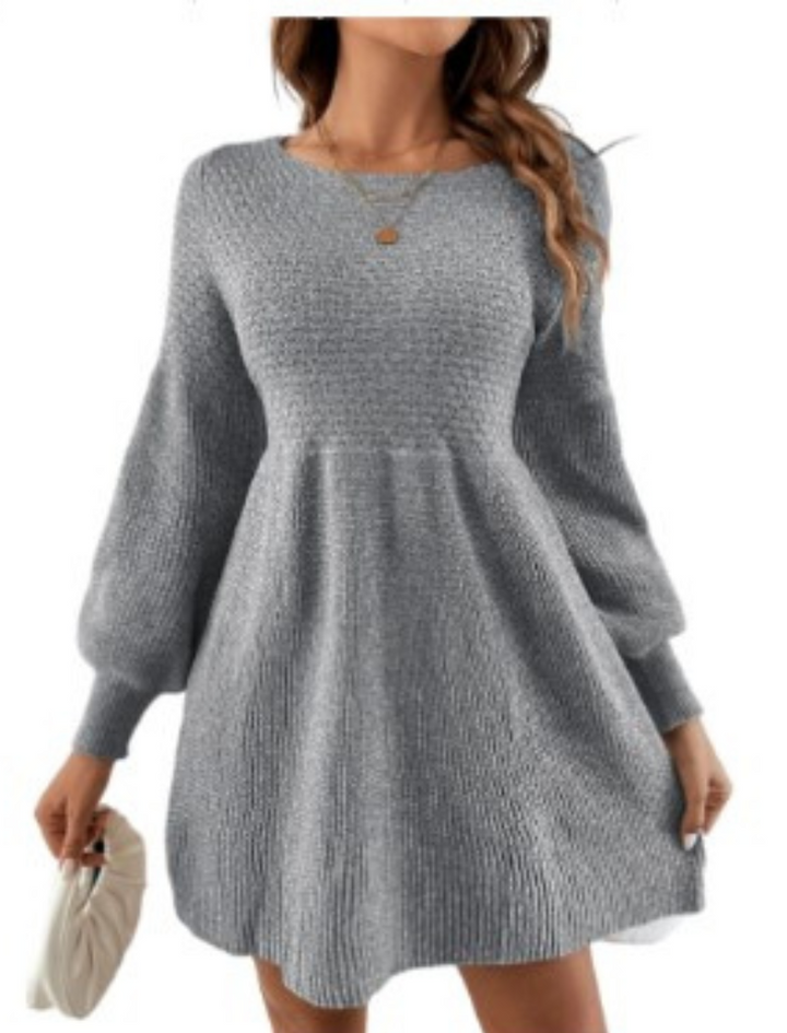 Drune | Monochromes Apricotfarbenes Mini Pulloverkleid
