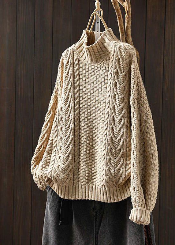 Drune | Locker Sitzender Hoher Hals Kabelstrickpullover Ideal für den Winter