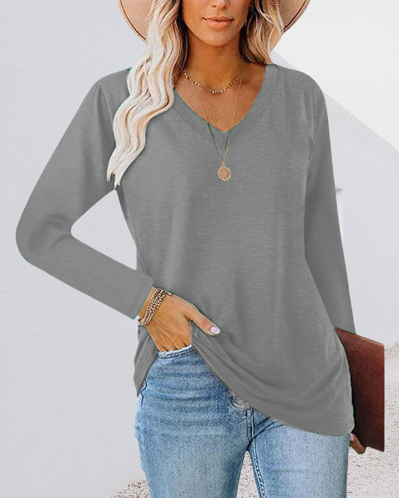 Drune | Langarm T Shirt mit V-Ausschnitt