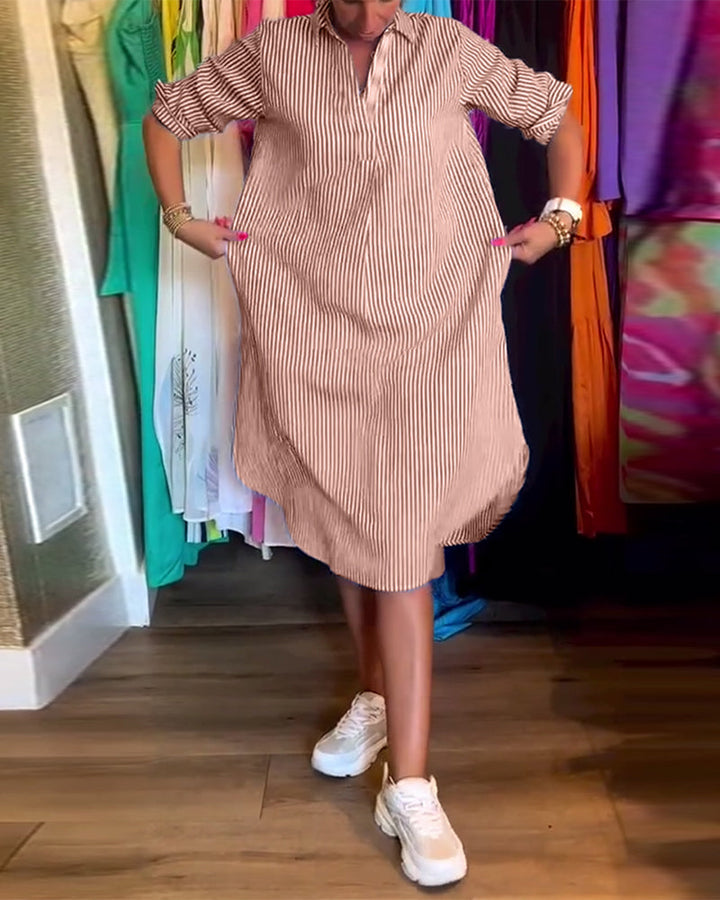 Drune | Gestreiftes Hemdkleid In Lässiger Passform