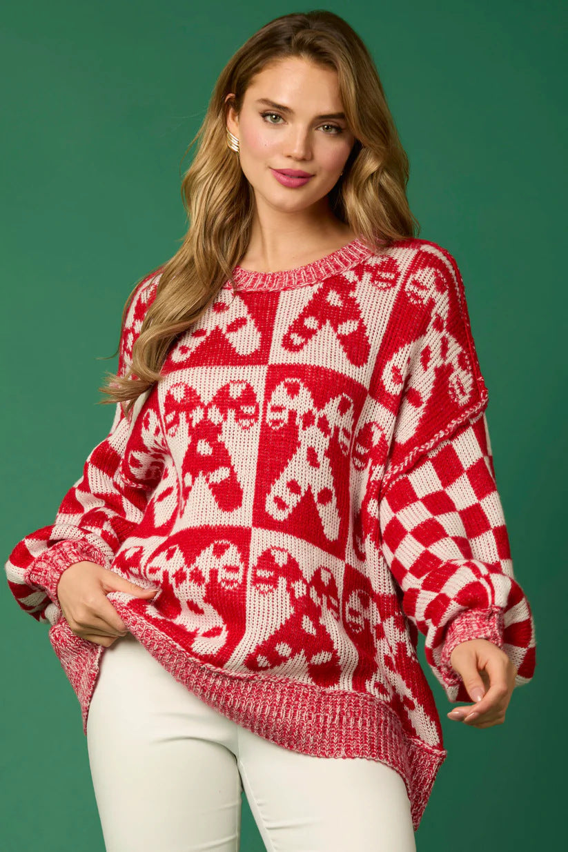 Drune | Zuckerstangen-Weihnachtsnadeln & Lebkuchenmann Strickpullover