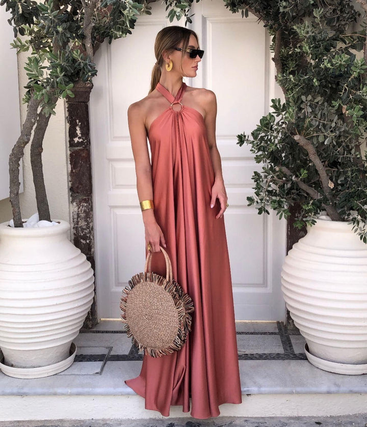 Drune | Satin Halter Neck Maxi Dress für Frauen