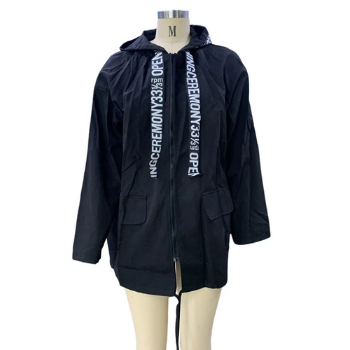 Drune | Lässiger Trenchcoat Damen mit Grafischen Details und Vordertaschen