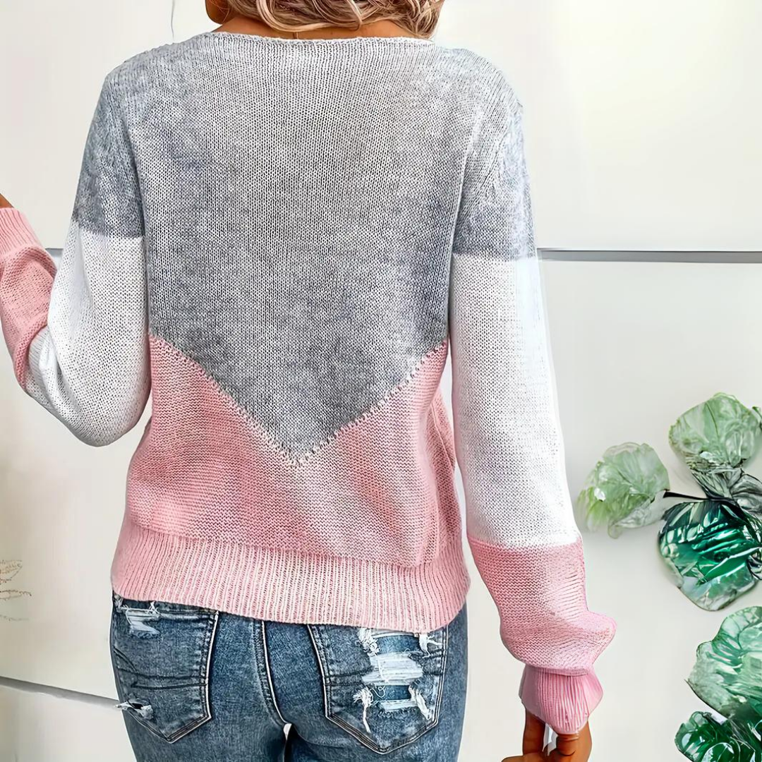 Drune | Sweater - Colorblock Strickpullover mit Netzdetails