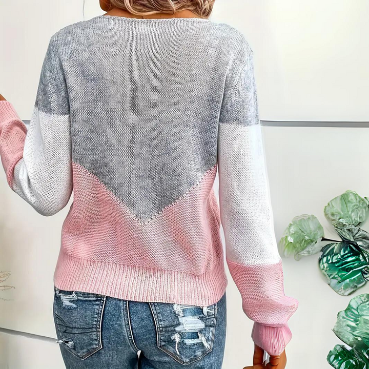 Drune | Sweater - Colorblock Strickpullover mit Netzdetails
