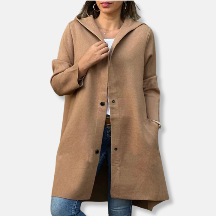 Drune | Wollmischung Relaxed Fit Kapuze Druckknopfschluss mittellange