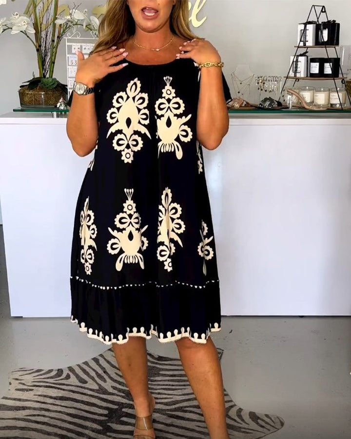 Drune | Bedrucktes Kleid mit Rundem Hals