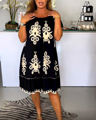 Drune | Bedrucktes Kleid mit Rundem Hals
