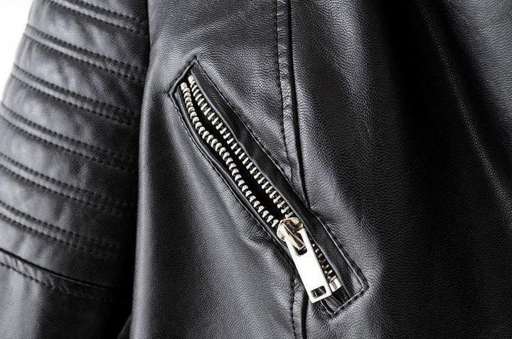 Drune - Revers Reißverschluss Slim Fit Lederjacke