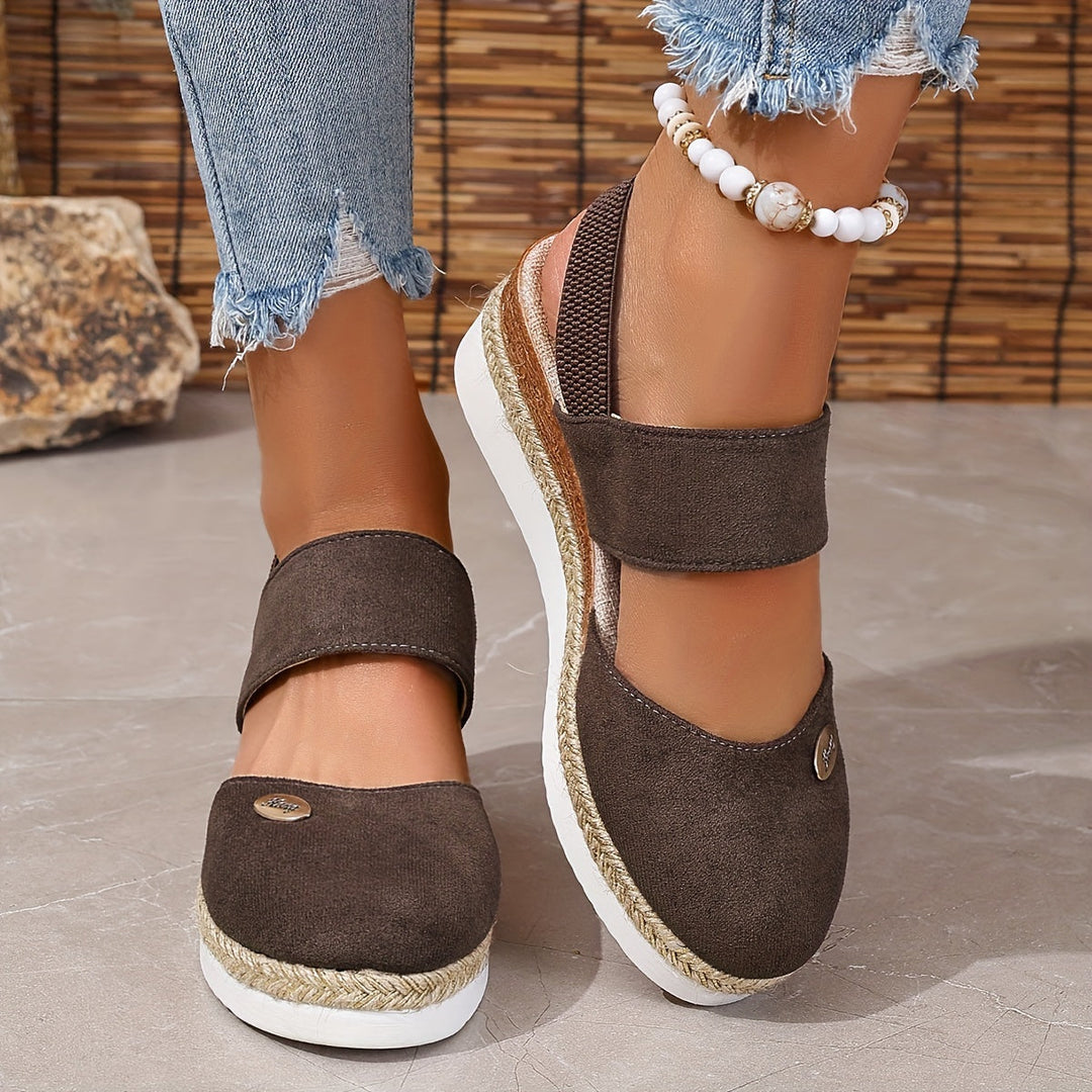 Drune | Damen Sandalen Auf Plattform: Rutschfest, Geschlossene Zehe, Elastischer Riemen