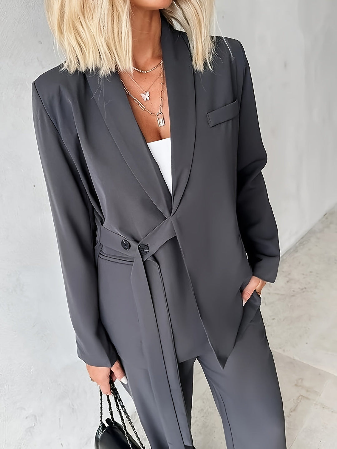 Drune | Blazer Mit Gürtel Und Hosen Outfit Set Für Damen - Perfekt für Drune | Days
