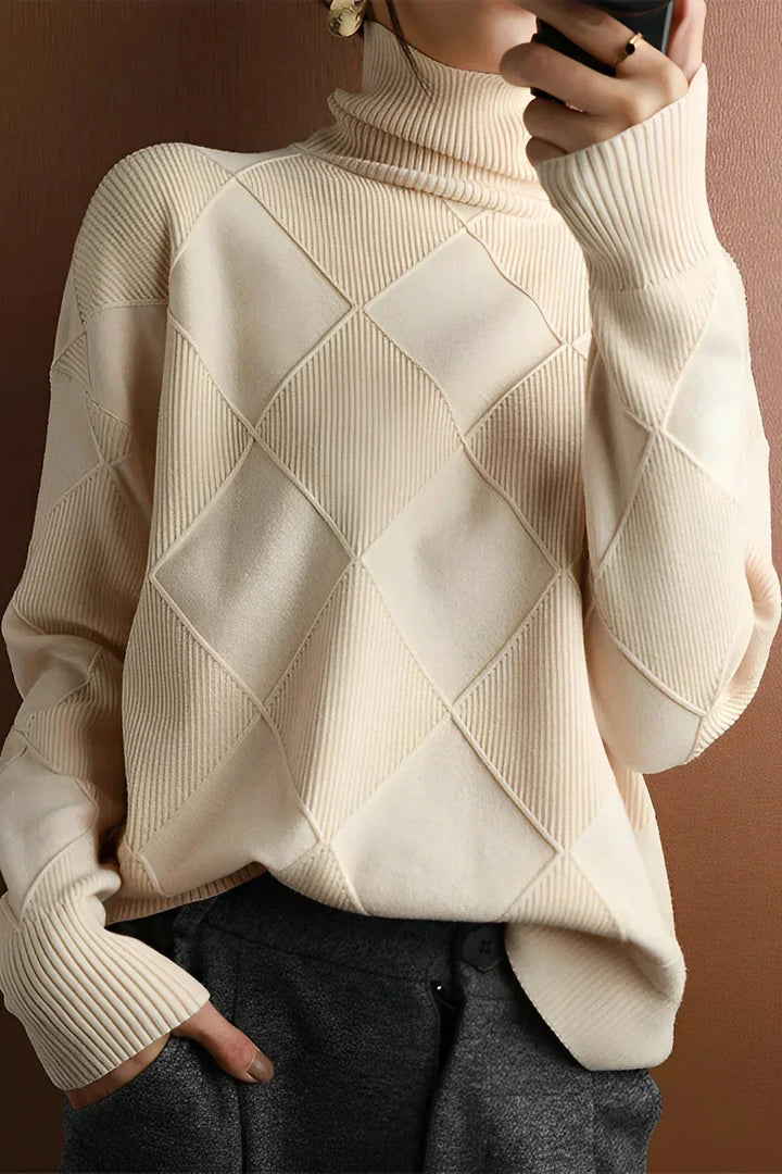 Drune | Pullover - Damen Diamant Strick Rollkragenpullover