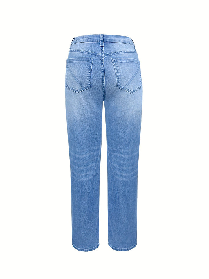 Drune | Verwitterte Blaue Damen Stretchjeans