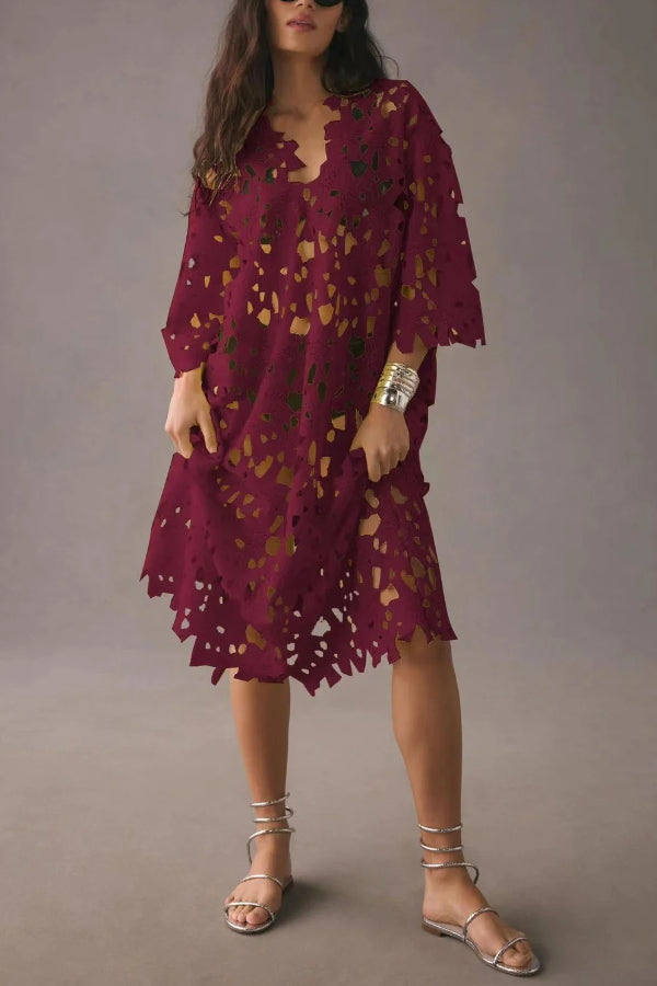 Drune | Ich Gehören Hier Floral Øsen Spitze Cover Up Strand Midi Kleid