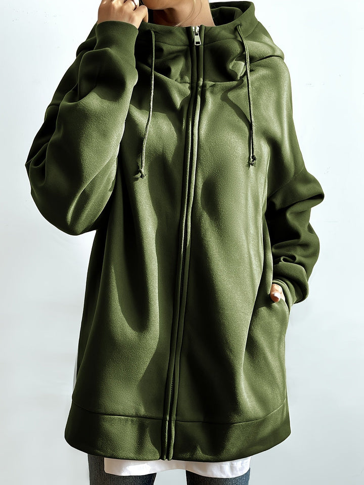 Drune | Comfort - Extrem bequemer langer Zip-Up-Plüsch-Hoodie mit Kapuze für Damen