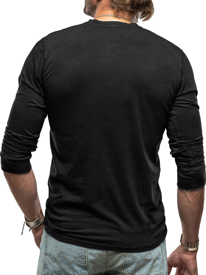 Drune | Langarm Henley Hemd im Vintage Stil für Herren