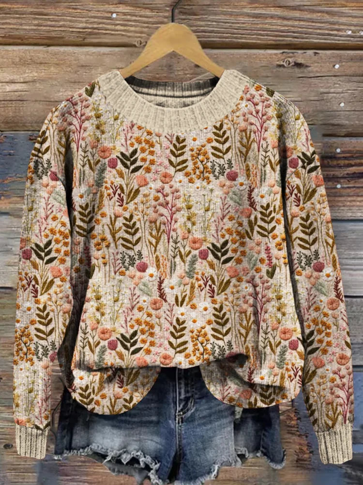 Drune | Strickpullover mit Blumenmuster für den Herbst