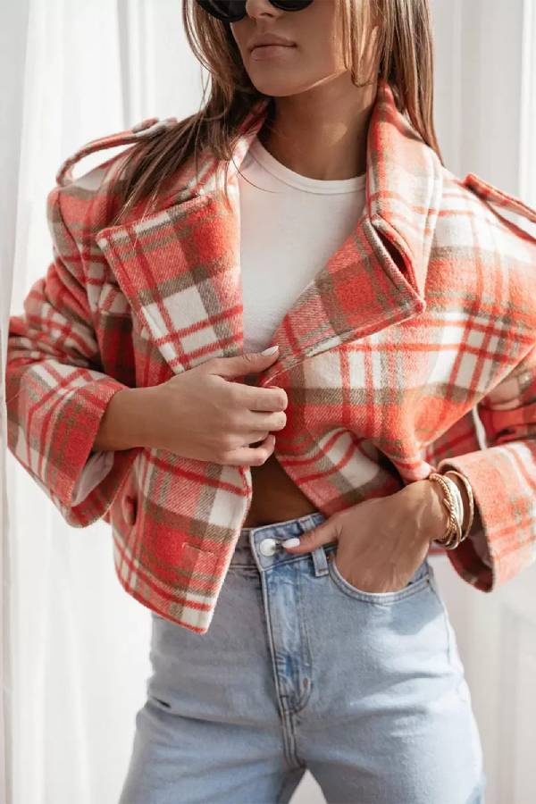 Drune | Herbst/Winter Wendekragen Karomuster Jacke