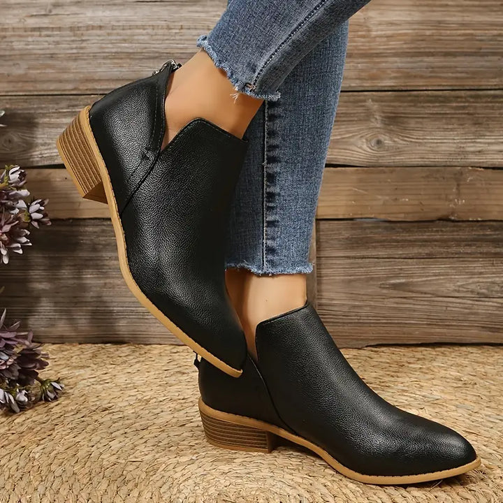 Drune | V-Ausschnitt Chic Dicke Absatzstiefel für Damen