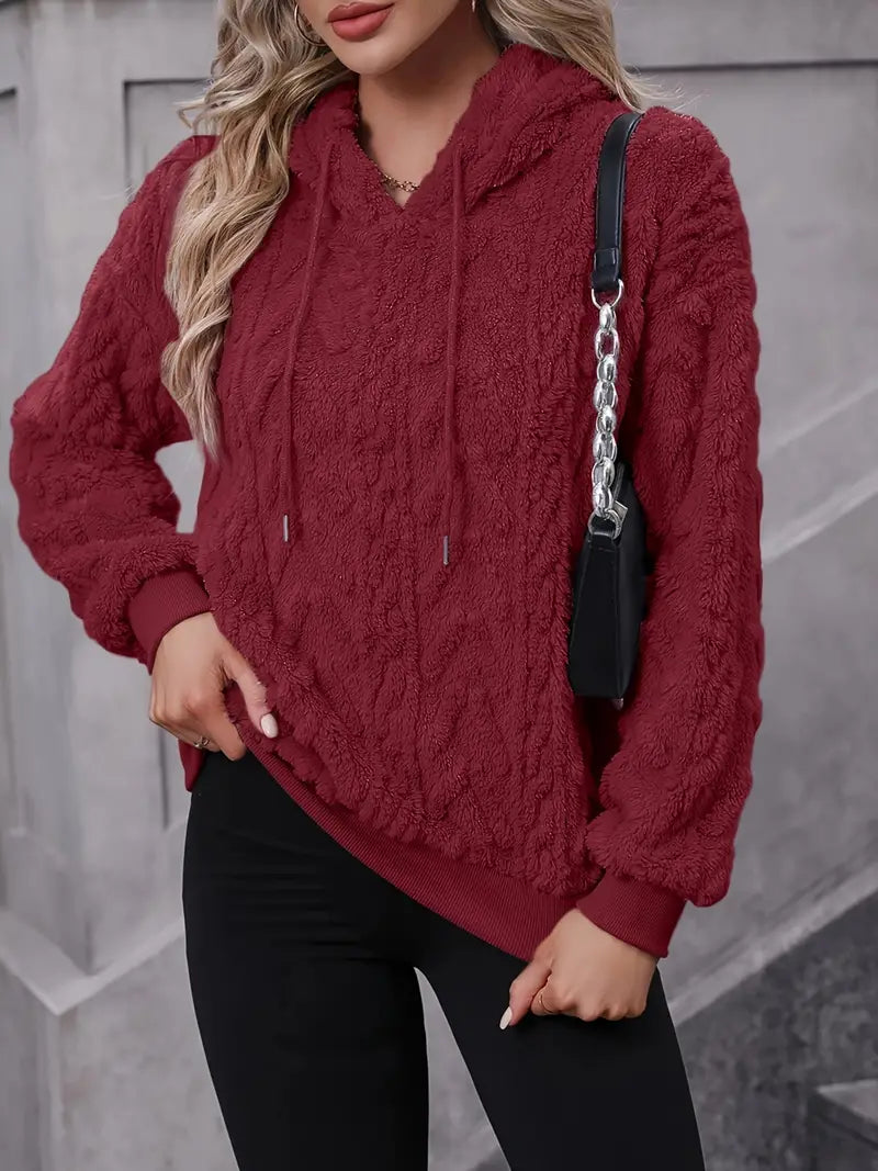 Drune Sweater | Stylischer weicher Teddy-Fleece-Kapuzenpullover für Frauen