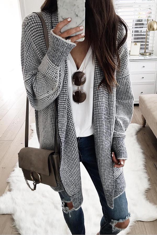 Drune | Lange Jacke mit Waffeltextur
