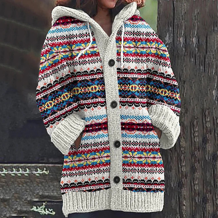 Drune | Warmer Strickcardigan mit Print