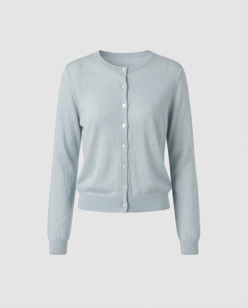 Damen Leichter Feinstrick-Cardigan mit feiner Knopfleiste und Rundhalsausschnitt Drune