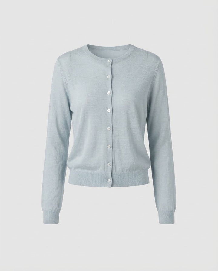 Damen Leichter Feinstrick-Cardigan mit feiner Knopfleiste und Rundhalsausschnitt Drune