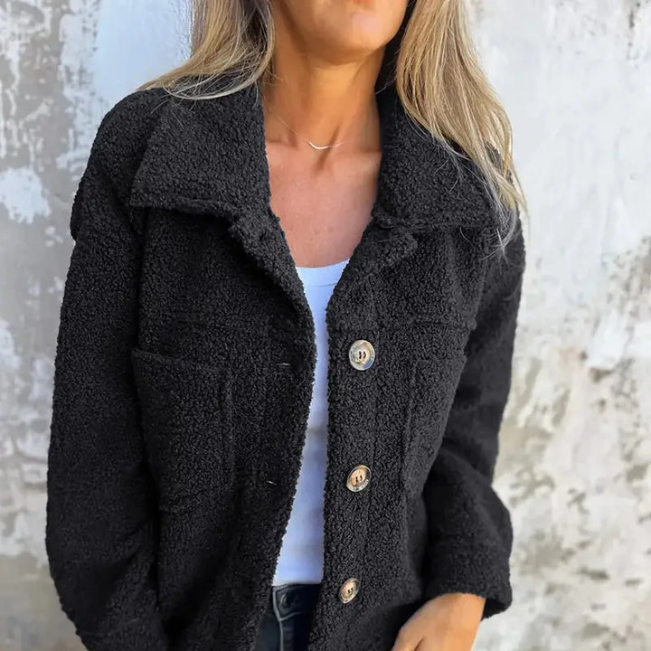 Drune | Damen Lange Ärmel Teddy Jacke Gemütlicher Winterstil