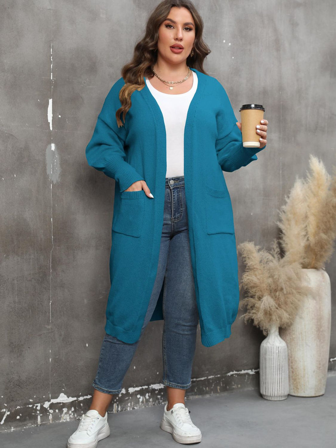 Drune | Plus Size Langarm Taschen Cardigan