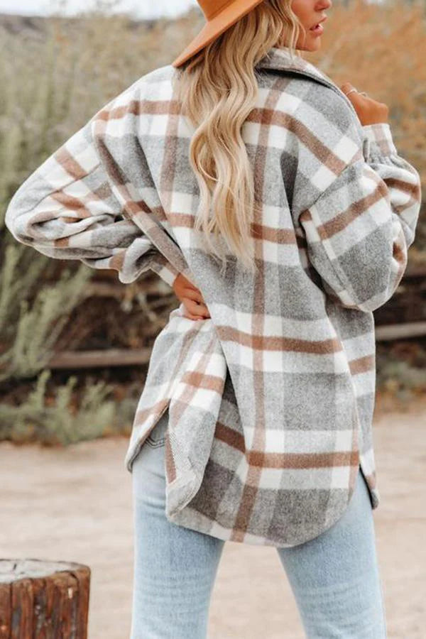 Drune | Karierte Jacke mit Taschen für Frauen