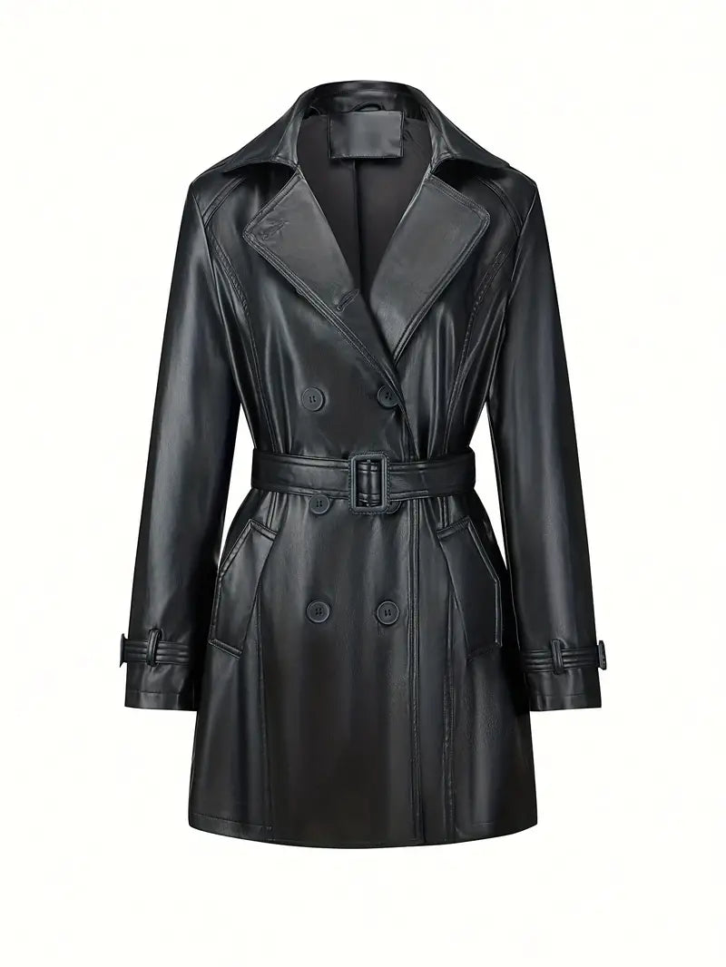 Drune | Trenchcoat - stilvolle lange schwarze Damenjacke