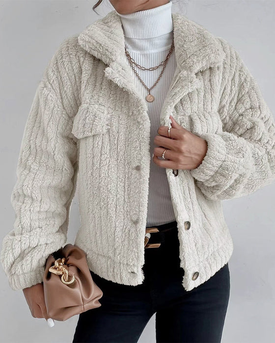 Drune | Klassische Herbst Dicke Jacke mit Revers und Knopf für Frauen