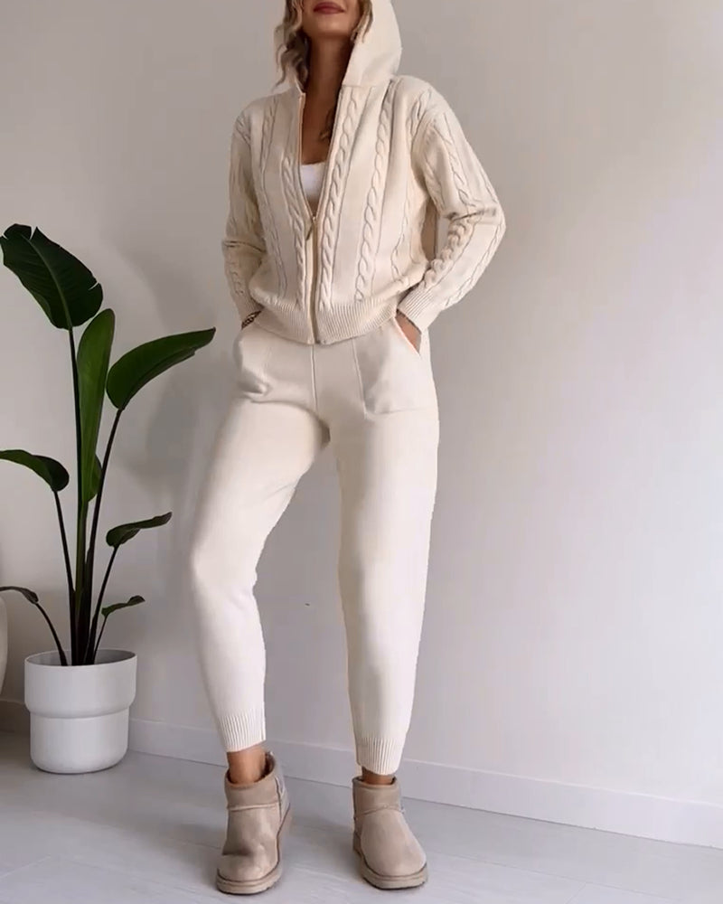Drune | Jacquard-Strickjacken-Set mit Twist-Design