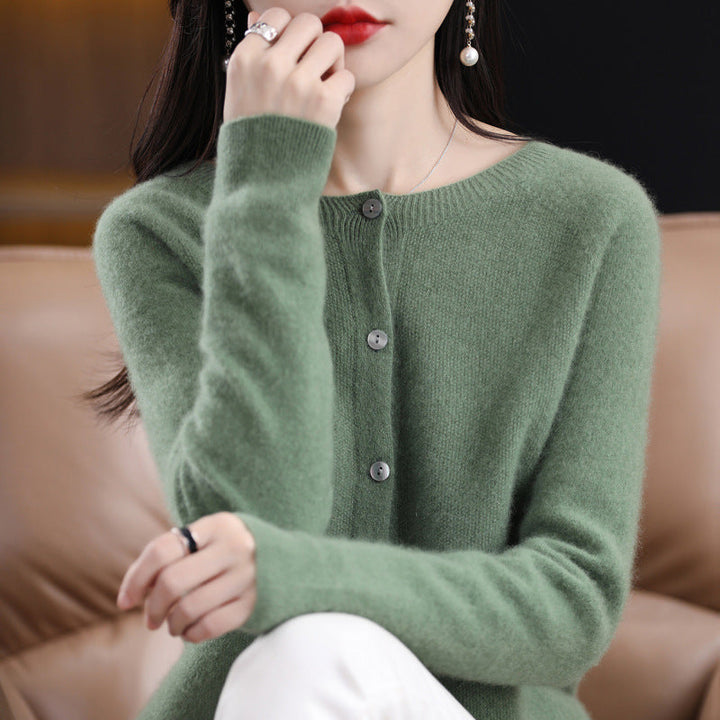 Drune | Lockerer Damen Cashmere Strickjacke Mit Rundhalsausschnitt Aus Hochwertiger Veganer Wolle