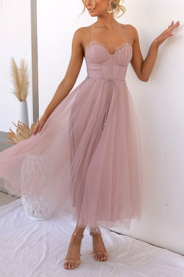Drune | Maxi Kleid Elegantes Fließendes Design V-Ausschnitt Ärmellos Leichtes Gewebe