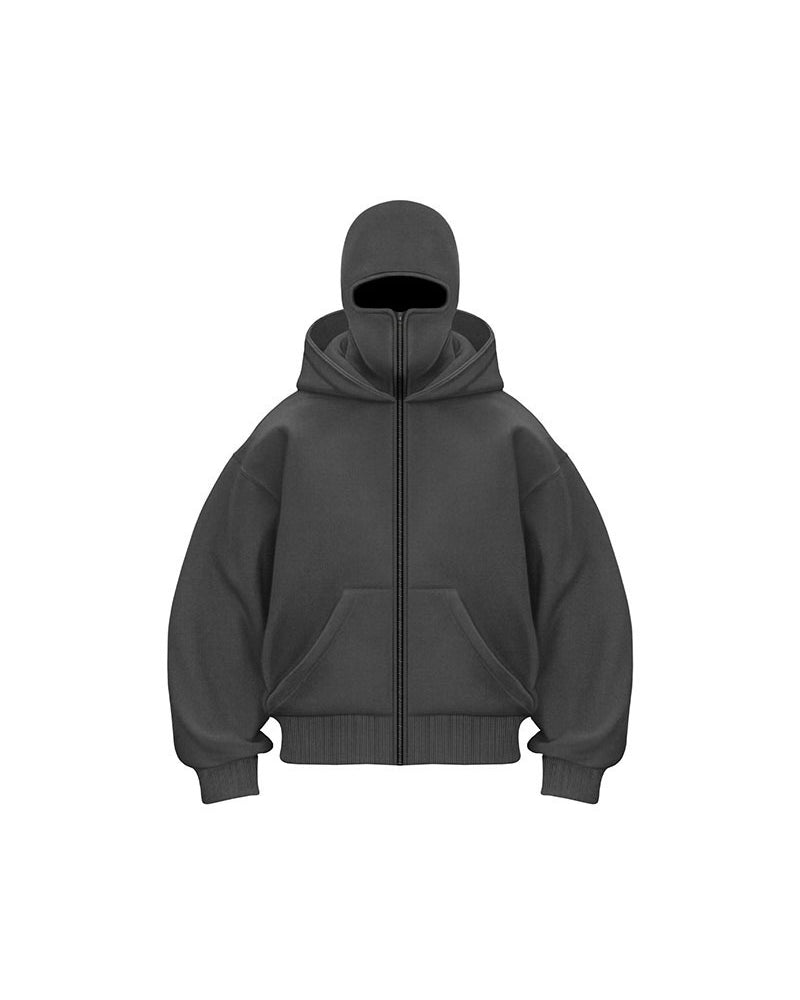 Drune | Sweatshirt Mantel mit Doppelkapuze und Reißverschluss