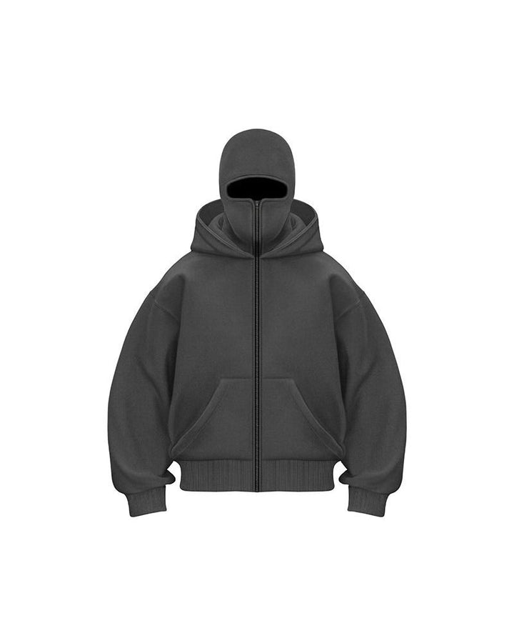 Drune | Sweatshirt Mantel mit Doppelkapuze und Reißverschluss