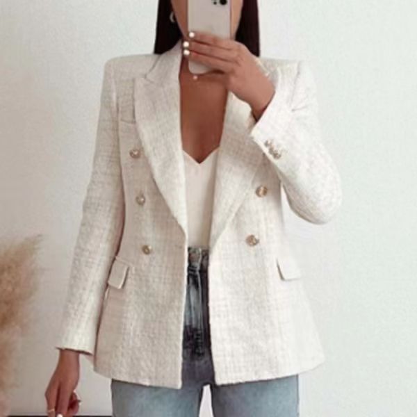 Drune | Damen Strukturierter Blazer Mit Doppelknopfleiste