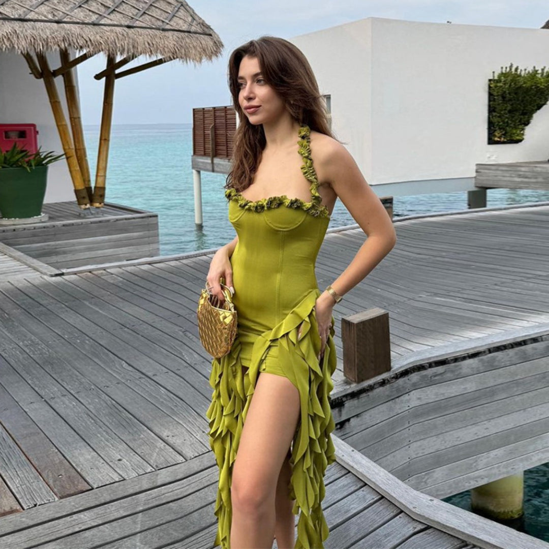 Drune | Sexy Ausschnitt unregelmäßig schlankes Kleid