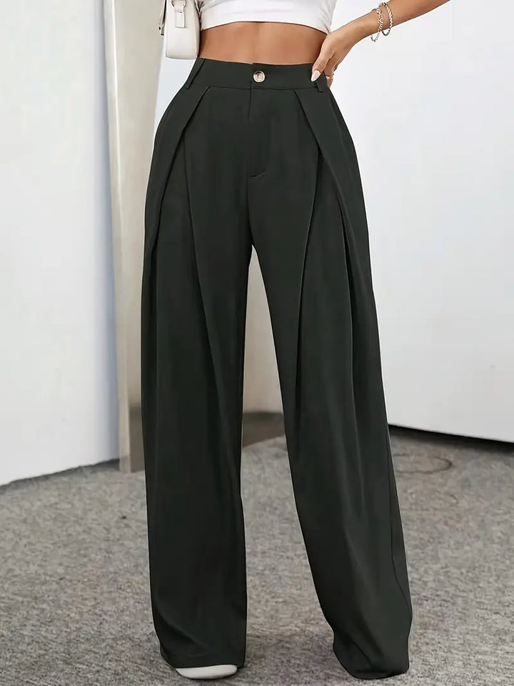 Drune | Schicke Herbst Hohe Taille Plissee Hose für Frauen
