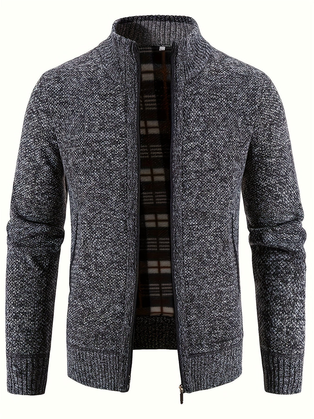 Drune | Zip Up Stehkragen Strickjacke