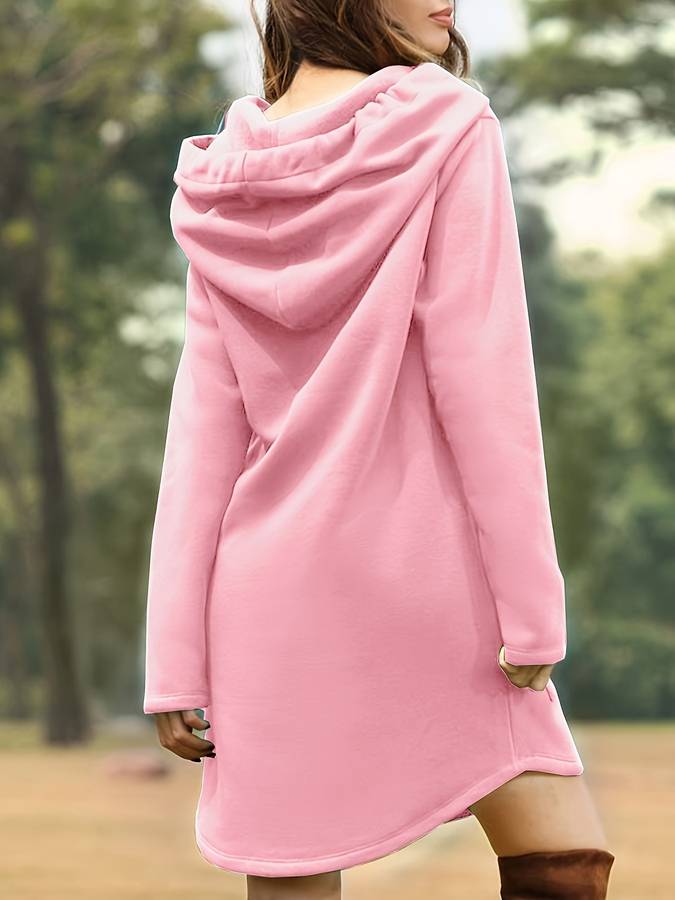 Drune - Rotes Kapuzen Sweatshirtkleid mit Taschen