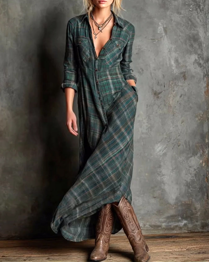 Drune | Kleid mit Revers und Karomuster