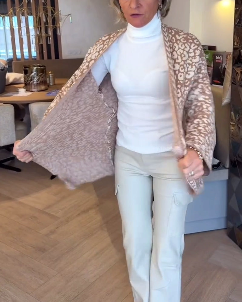 Drune | Knopflos Schnürmitte Leopardenjacquard
