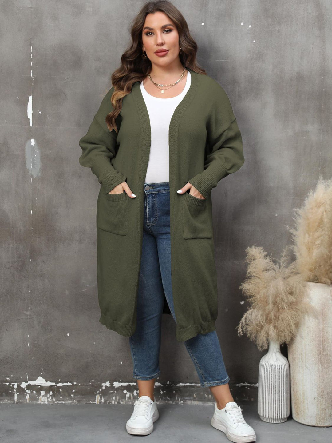 Drune | Plus Size Langarm Taschen Cardigan