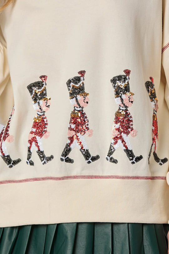 Drune | Weihnachts Soldat Pailletten Langarm Freizeit Sweatshirt