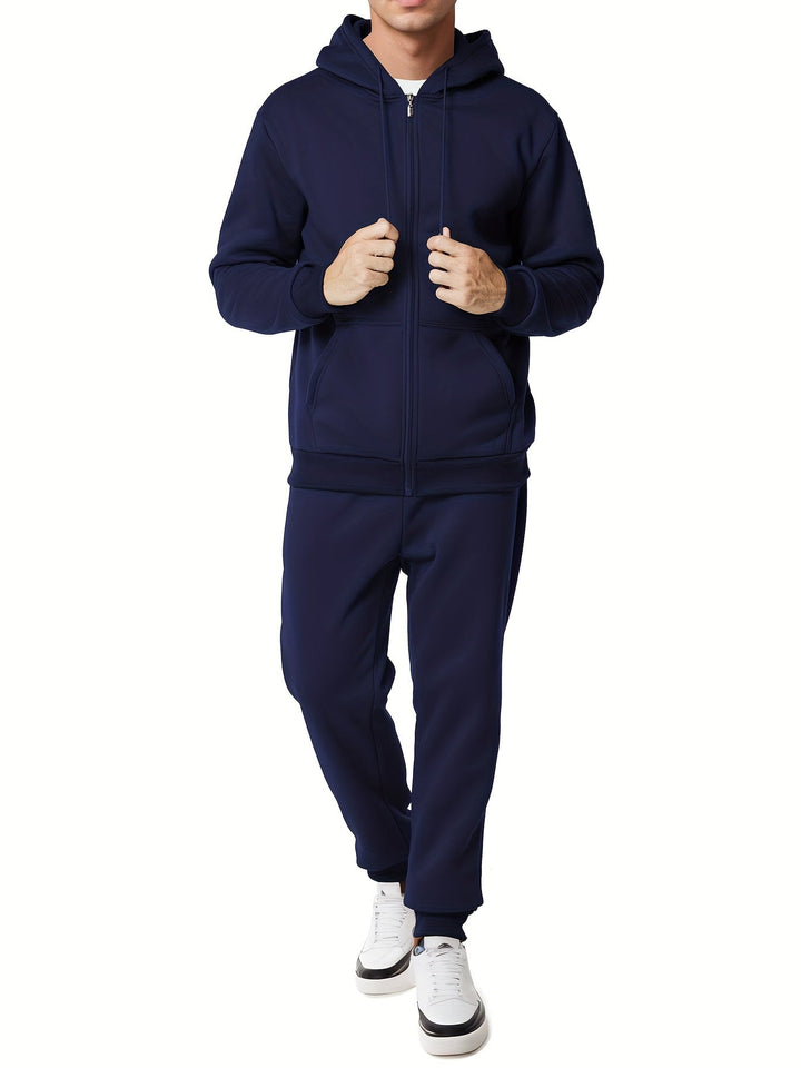 Drune | Unifarbener Kapuzenpullover-Trainingsanzug mit Hose für Herren - Perfekt für Casual Days